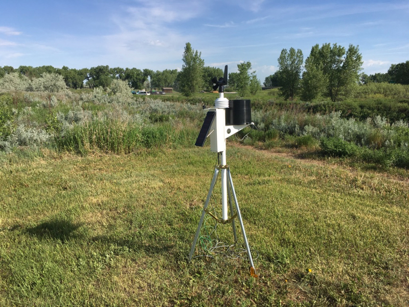 The new weather station was installed near the community garden at Aaniiih Nakoda College
