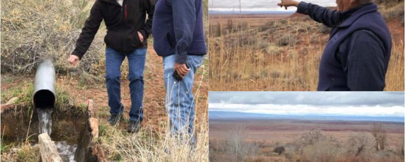 Navajo FRTEP agent Grey Ferrell and Co-PD Trent Teegerstrom inspecting springs near Tuba City