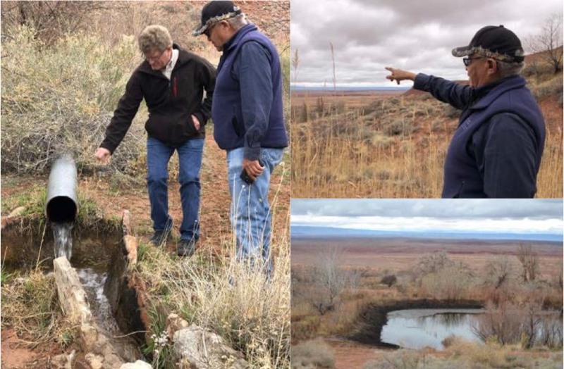 Navajo FRTEP agent Grey Ferrell and Co-PD Trent Teegerstrom inspecting springs near Tuba City
